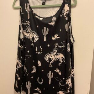 12-25 Black Western Print Tank Top EMERY ROSE
